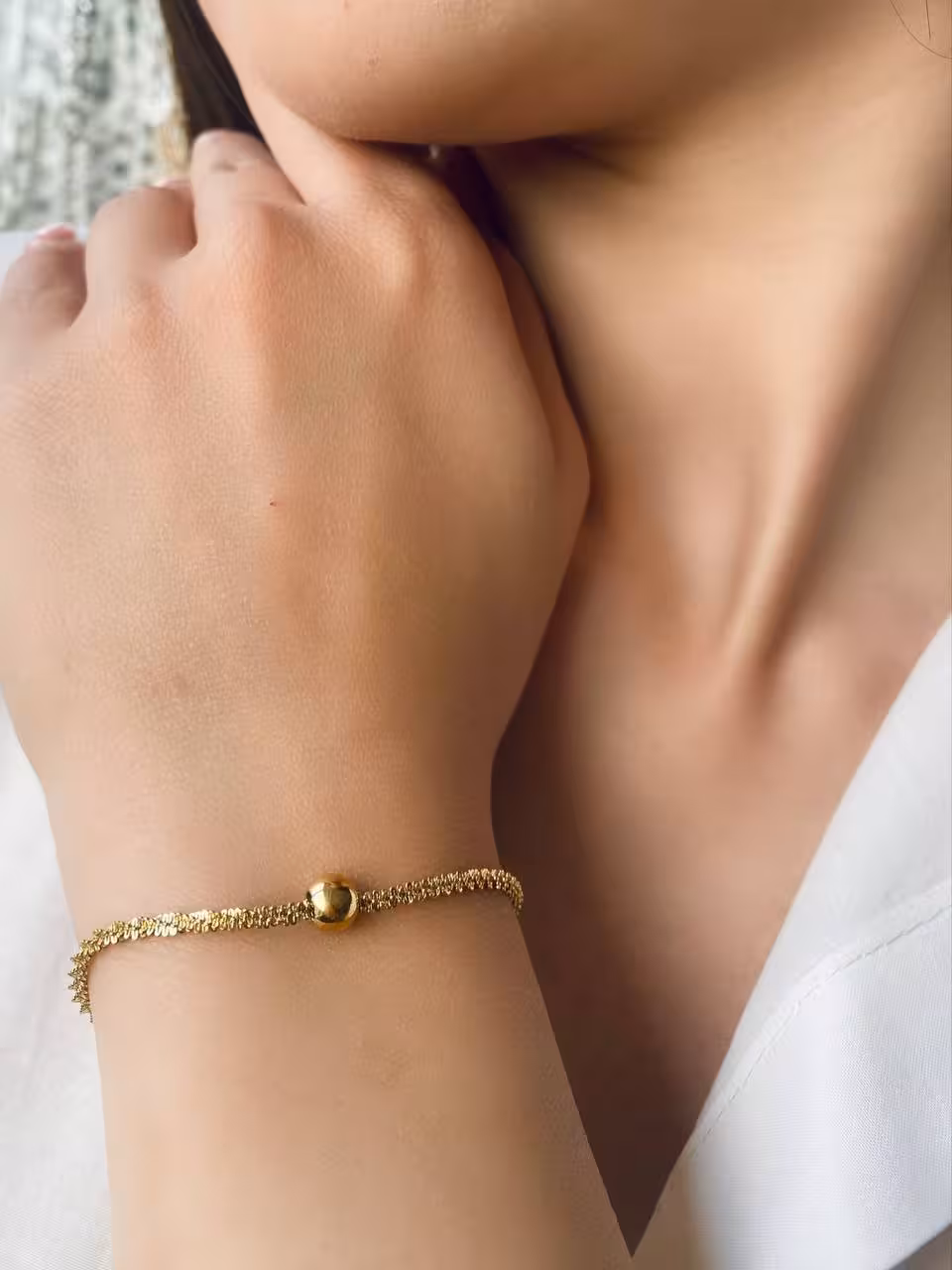 دستبند استیل مدل زنجیر خاویاری با گوی