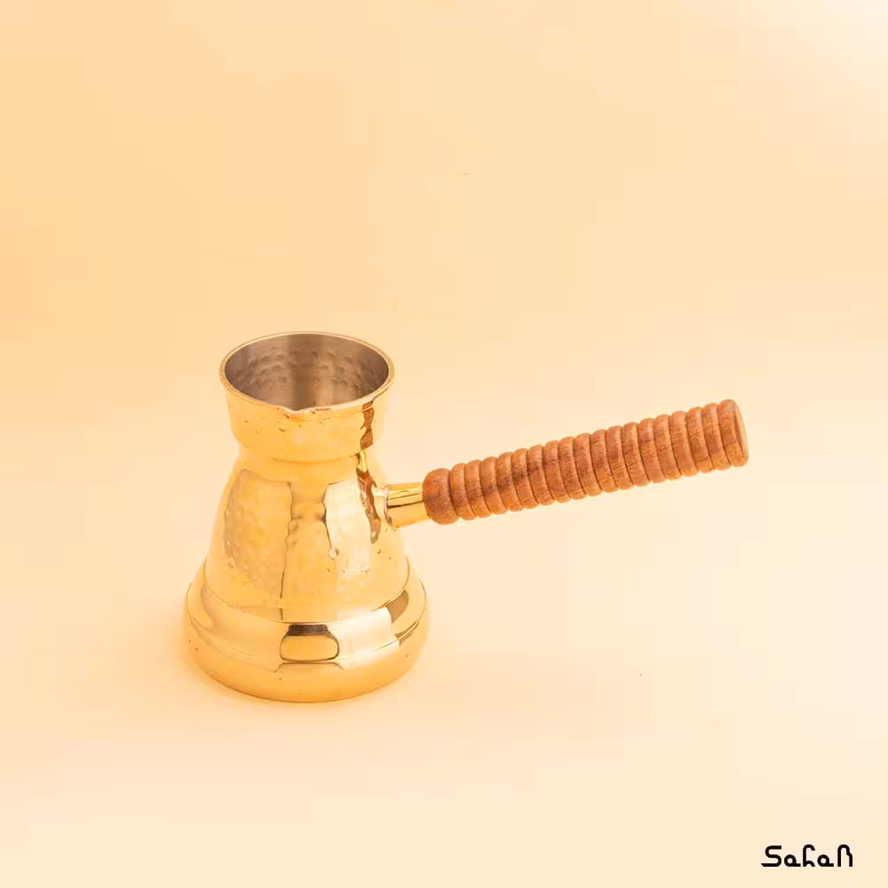 قهوه جوش برنجی طلایی بدون در مدل چکشی سایز 2