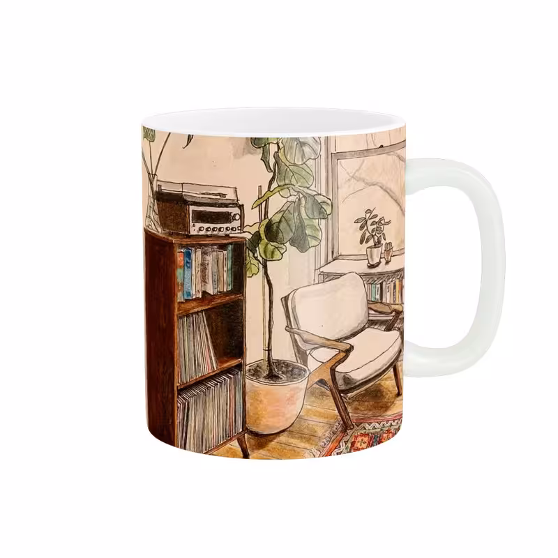 ماگ پاد آفرین طرح گوشه دنج کتابخوانی کد62