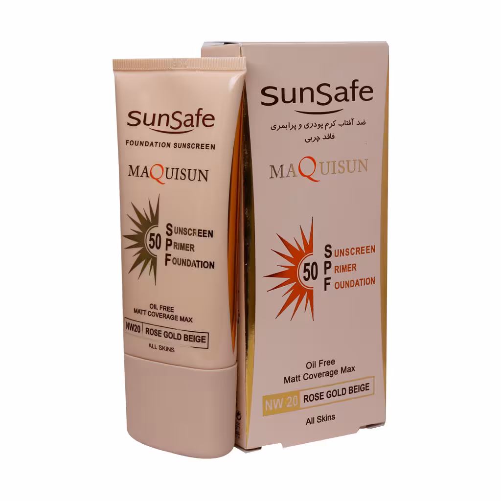 کرم ضد آفتاب کرم پودری و پرایمری SPF50 سان سیف مناسب انواع پوست حجم 40 میلی لیتر