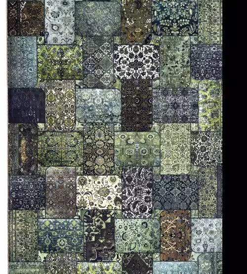 فرش ماشینی(یک و نیم متری1در1.5)چهل تیکه   سبزکد 100501 