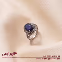 انگشتر نقره طرح جواهر با سنگ اصل یاقوت کبود ES_4523
