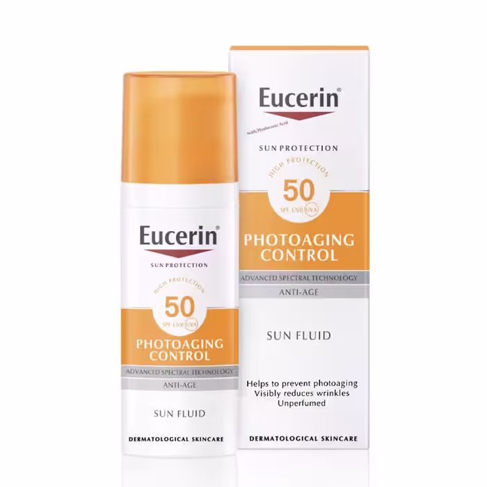 فلوئید ضد آفتاب و ضد چروک SPF50 اوسرین اصل | Eucerin Sun Face Anti-Age Fluid SPF50 50ml