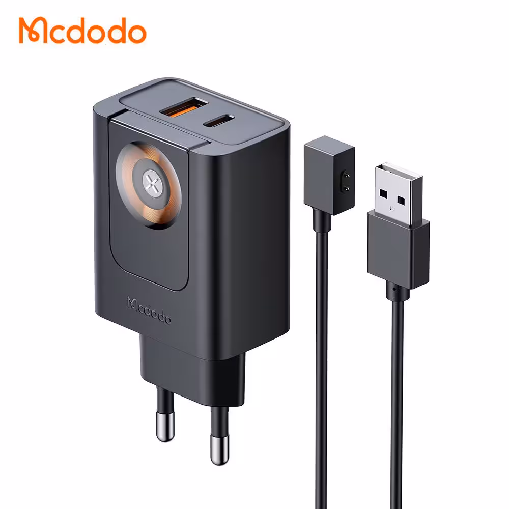 شارژر دیواری 2 پورت و شارژر وایرلس مک دودو Mcdodo CH-370 توان 30 وات با قابلیت شارژ اپل واچ