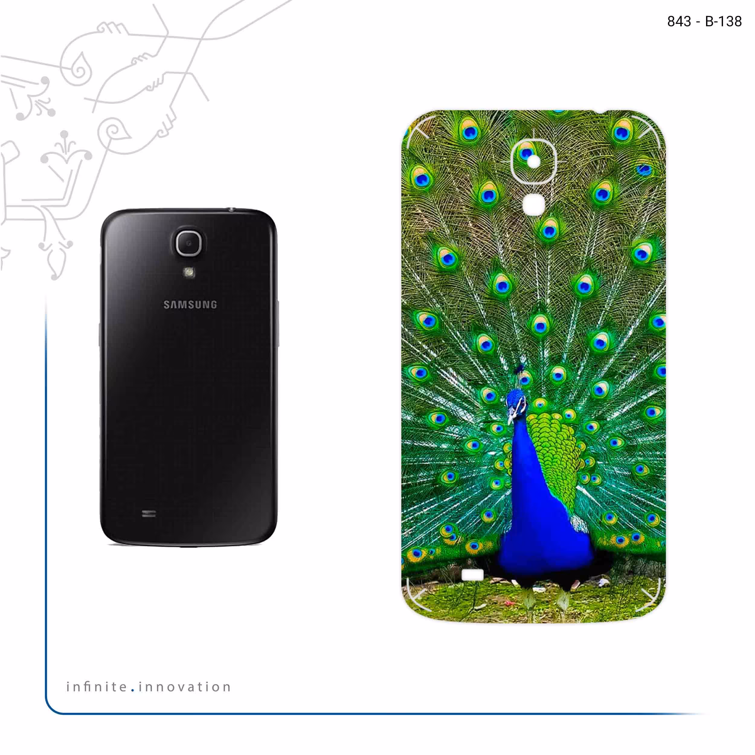 برچسب پوششی ماهوت مدل Peacock مناسب برای گوشی موبایل سامسونگ Galaxy Mega 6.3 I9200
