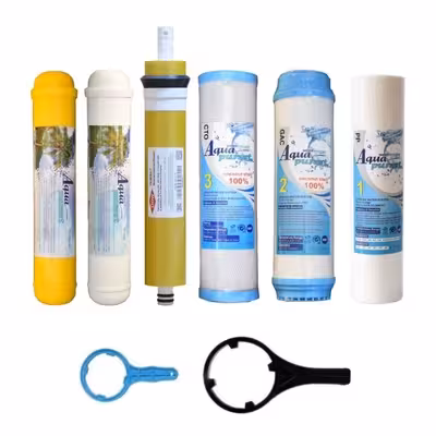 فیلتر دستگاه تصفیه کننده آب آکوا پیورست مدل AP-RO GOLD 06 مجموعه 5 عددی به همراه فیلتر ممبران فیلمتگ مدل DOW