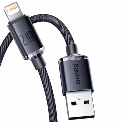 کابل تبدیل USB به لایتنینگ باسئوس مدل Crystal Shine طول 1.2 متر