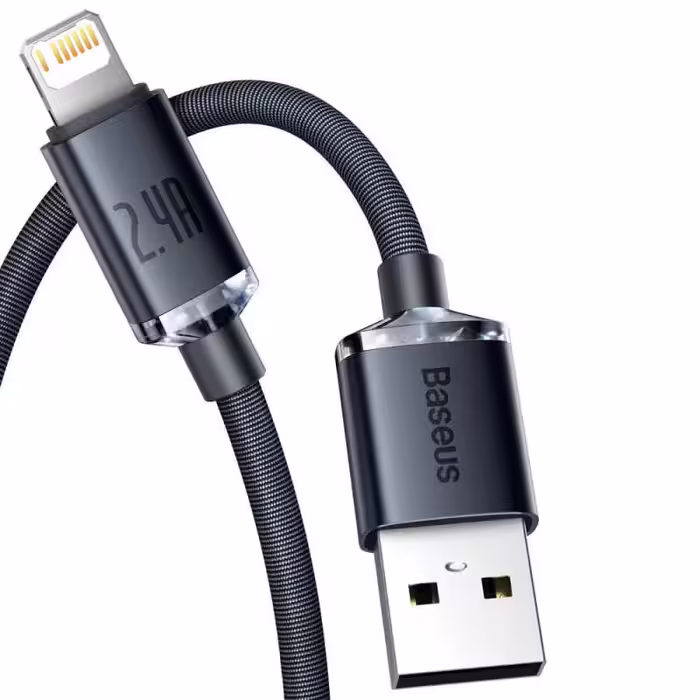 کابل تبدیل USB به لایتنینگ باسئوس مدل Crystal Shine طول 1.2 متر