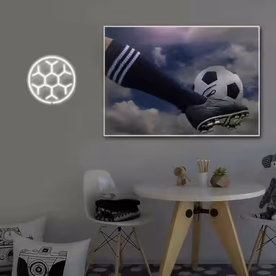 چراغ دیواری نئون دیزاین طرح Soccer-Ball-GL_WHT