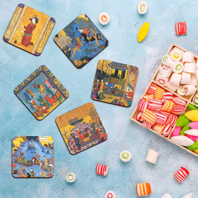 زیر لیوانی لوکسینو مدل شاهنامه کد ایران_2535 مجموعه 6 عددی