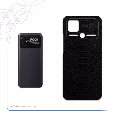 برچسب پوششی ماهوت مدل Black-Snake-Leather مناسب برای گوشی موبایل شیائومی Poco C40