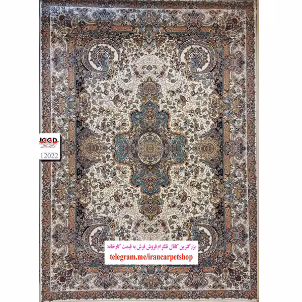 فرش 1200 شانه زمینه کرم بزرگمهر کاشان – کد 12022