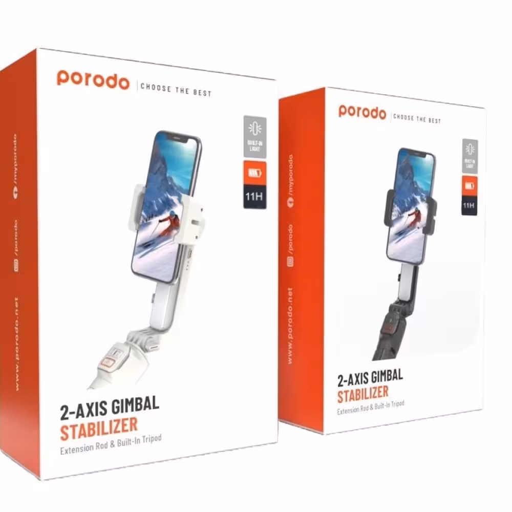 گیمبال و استبلایزر موبایل پرودو Porodo 2-Axis Gimbal Stabilizer 11H