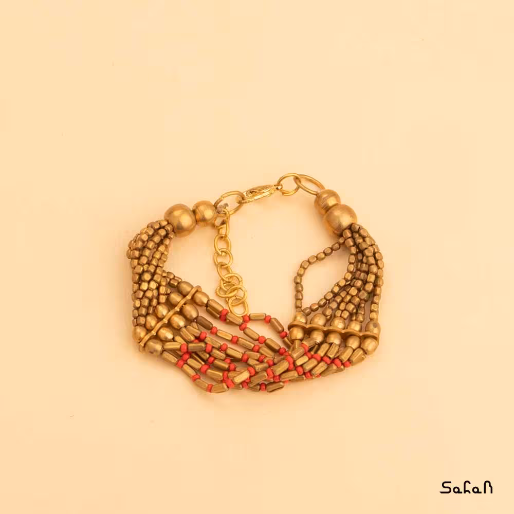 دستبند هندی برنجی منجوقی