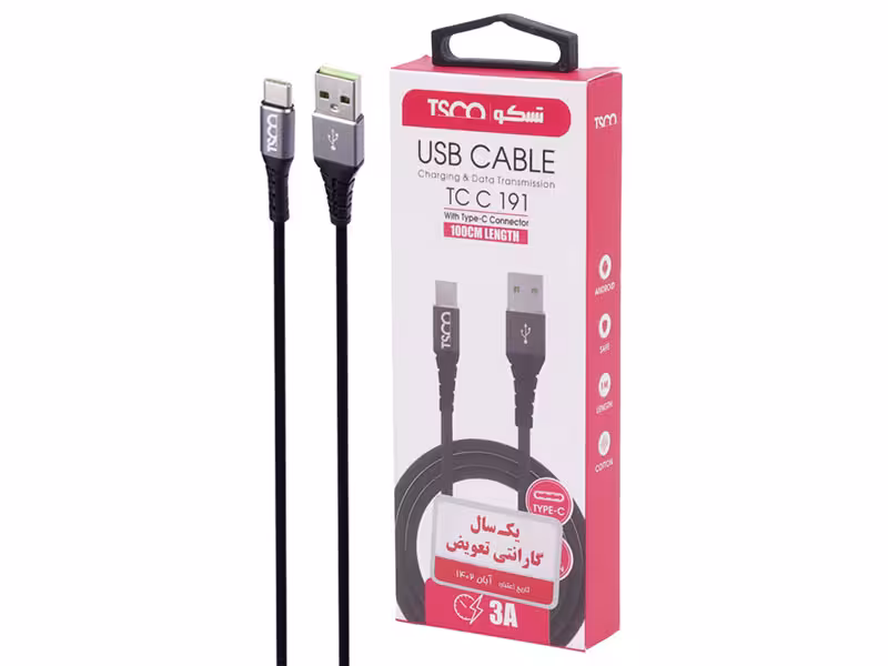 کابل تایپ سی تسکو TSCO TC C191 3A 1m