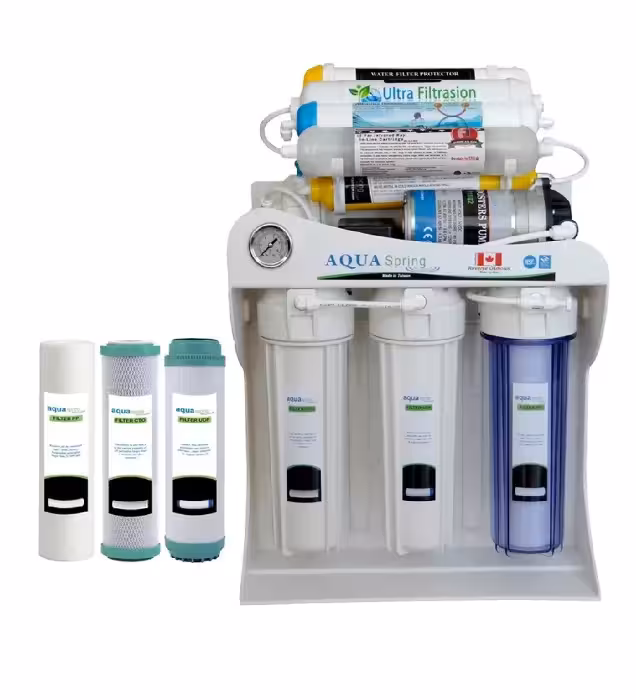 خرید دستگاه تصفیه کننده آب آکوا اسپرینگ مدل UF - SF4800 به همراه فیلتر تصفیه آب مجموعه 3 عددی قیمت روز