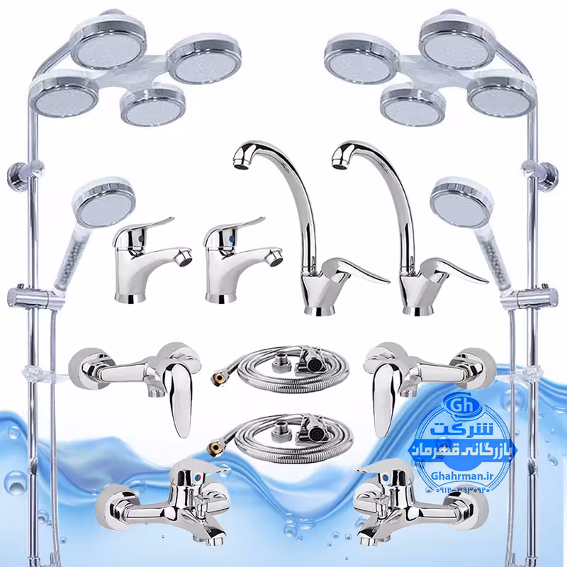 ست 12 عددی شیرآلات برند آیدا صنعت مدل قهرمان اردکی | دو عدد شیر ظرفشویی   دو عدد شیر روشویی   دو عدد شیر حمام   دو عدد شیر توالت   دو عدد علم دوش هلی شاتی   دو عدد شلنگ توالت | کروم براق