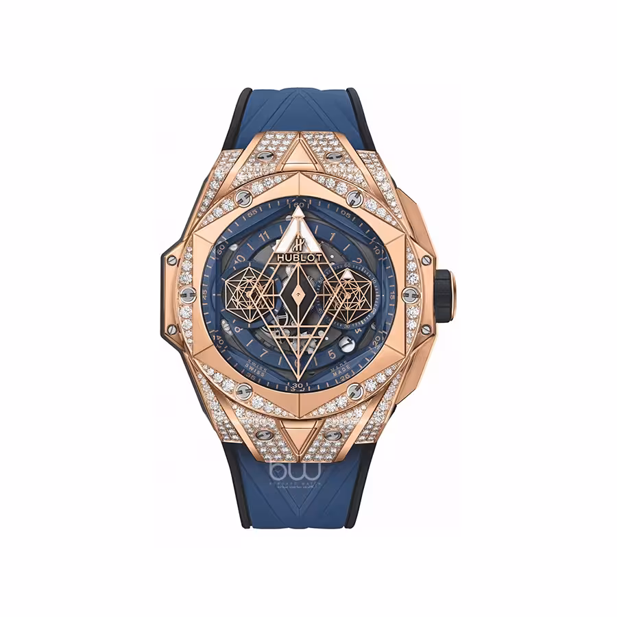 ساعت مچی هابلوت مردانه مدل Sang Bleu II King Gold Blue Pave