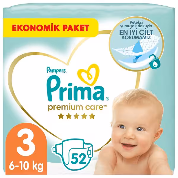 پوشک پریما پمپرز سفید چسبی شماره 3 بسته 52 عددی PRIMA