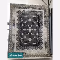 فرش ماشینی 12متری 700شانه کاشان نقشه زیبای یسنا سرمه ایی بافت نرم وزیبا