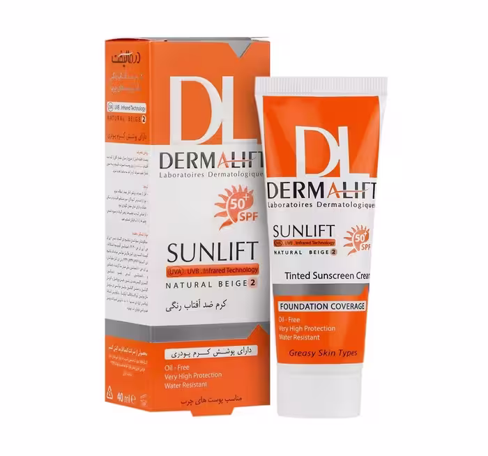 کرم ضد آفتاب درمالیفت رنگی SPF50 مناسب پوست چرب 40ml