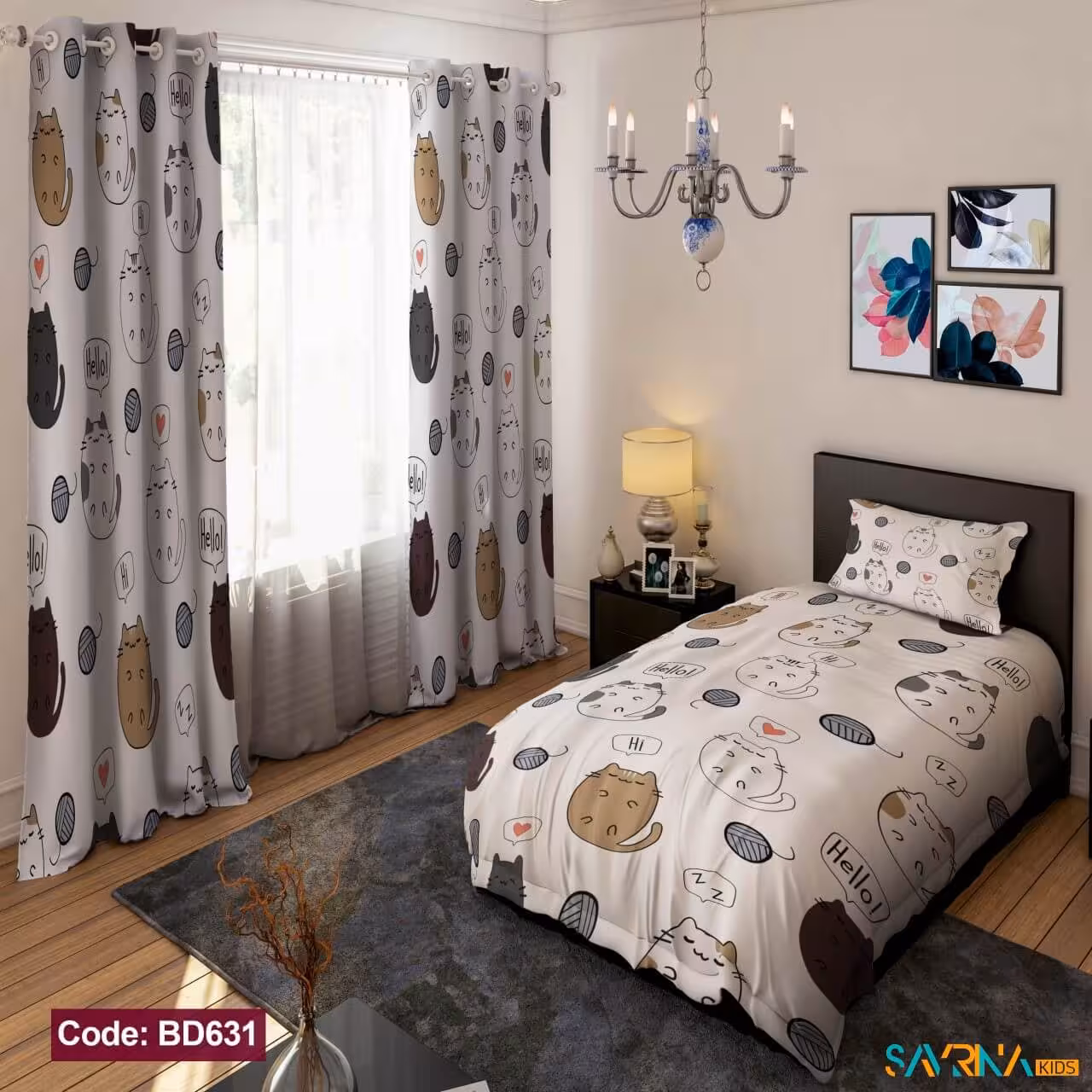 ست اتاق خواب طرح گربه کد BD631