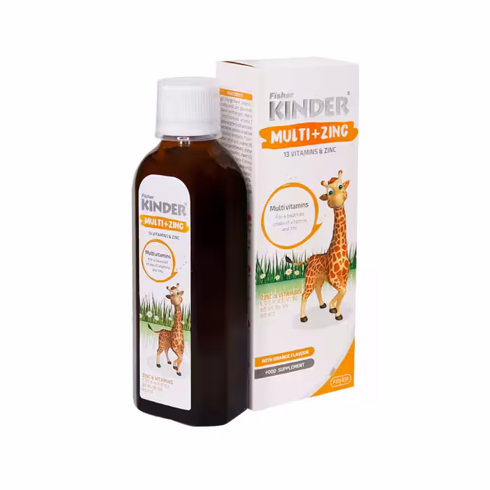 شربت مولتی   زینک حجم 200 میلی لیتر فیشر کیندر