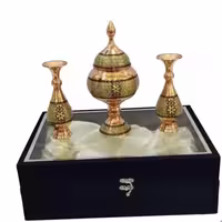 ست هدیه جفت گلدان و شکلات خوری خاتم کاری