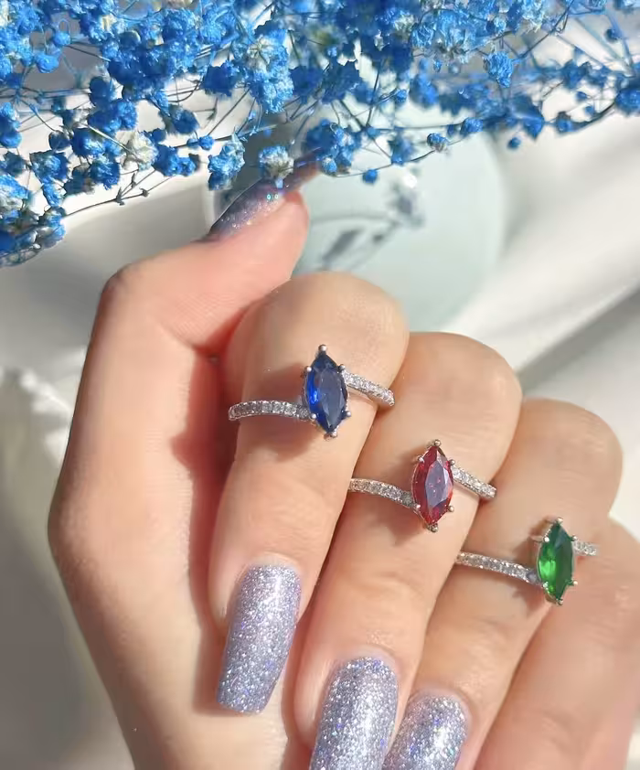 انگشتر نگین رنگی جواهری نقره زنانه کد 10345