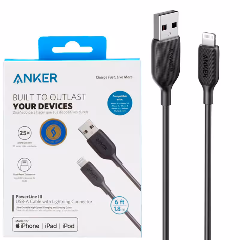 کابل آیفونی Anker PowerLine III A8813 2.4A 1.8m