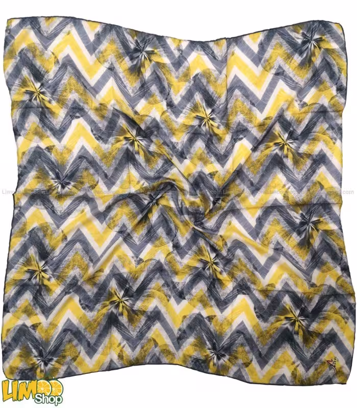 روسری طوسی زرد زیگزاگ