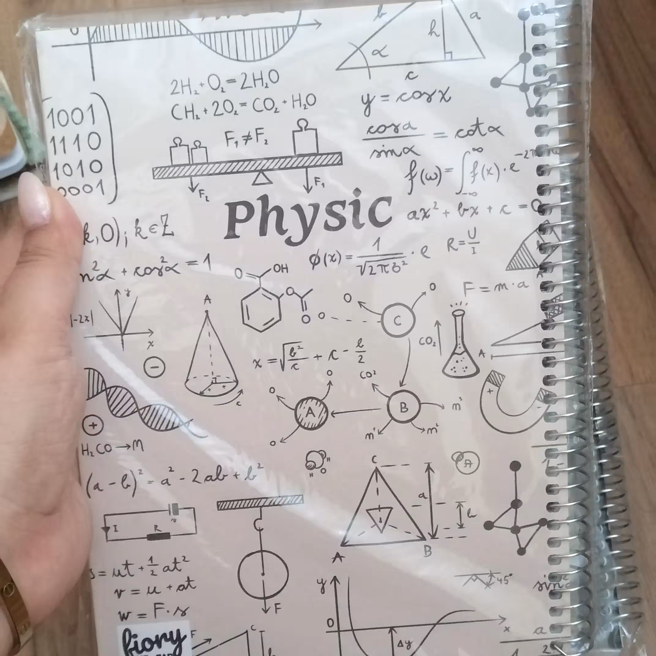 دفتر مشق فرمولی فیزیک جلد سخت سیمی 100 برگ