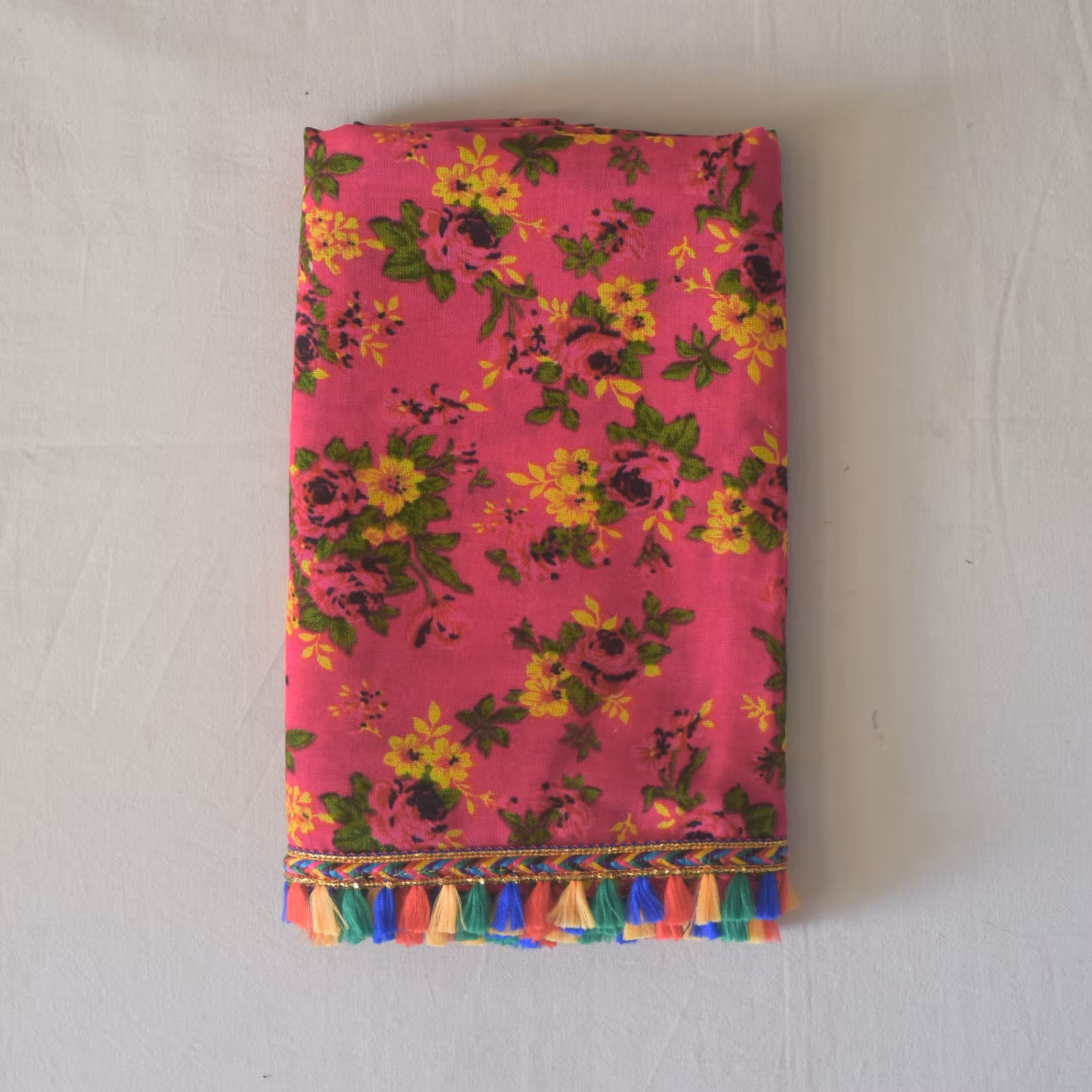 شال زنانه سنتی موهر نخ صورتی با یراق سنتی