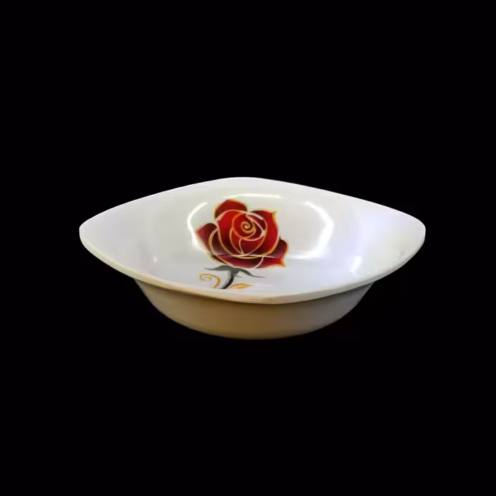 کاسه ماست ملامین مدل گل سرخ چهار گوش