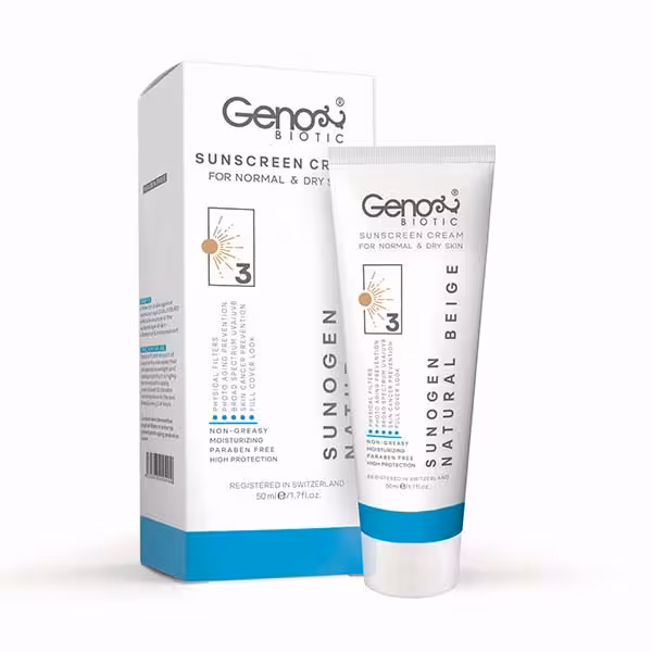 ژنوبایوتیک کرم ضد آفتاب SPF 50 مناسب پوست خشک و معمولی 50 میلی لیتر - داروکاو