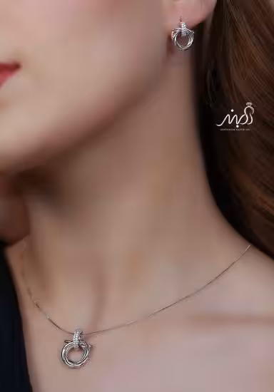 💍نیم ست جواهری (آويز و گوشواره ) خاص و زیبا ، نقره عیار 925( N_4392)