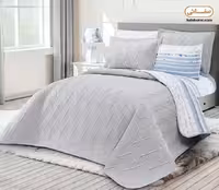 روتختی دو نفره پنبه دوزی 6 تکه المیرا طوسی روشن