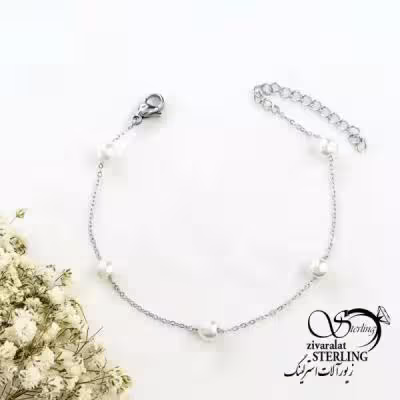 دستبند استیل مرواریدی طرح طلا کد 19583