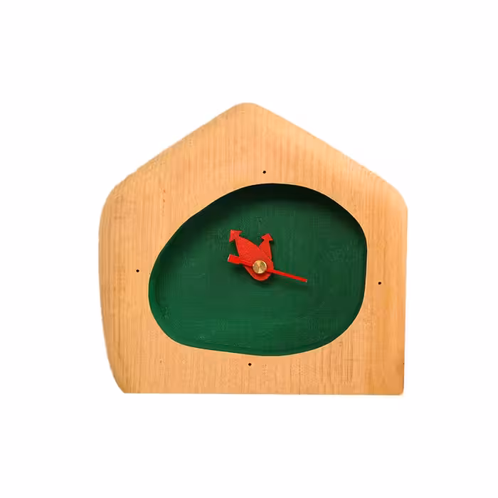 ساعت رومیزی چوبی طرح خانه (سبز)