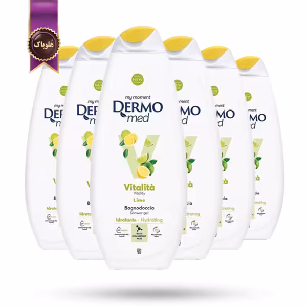 6 عدد ژل حمام درمومد Dermomed مدل رایحه‌ نشاط‌آور با عصاره لیمو Vitalita Lime حجم 600 میلی لیتر (اورجینال)