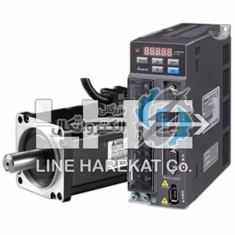 پک کامل سروو موتور مدل delta دلتا 750w وات ترمزدار 3000 دور rpm مدل ECMA-C20807FS کد درایو ASD-B2-0721-B سری B2