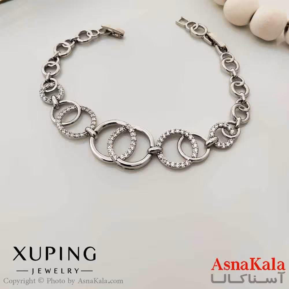 دستبند زنانه ترند برند ژوپینگ Xuping مدل حلقه ای کد DSB18664W