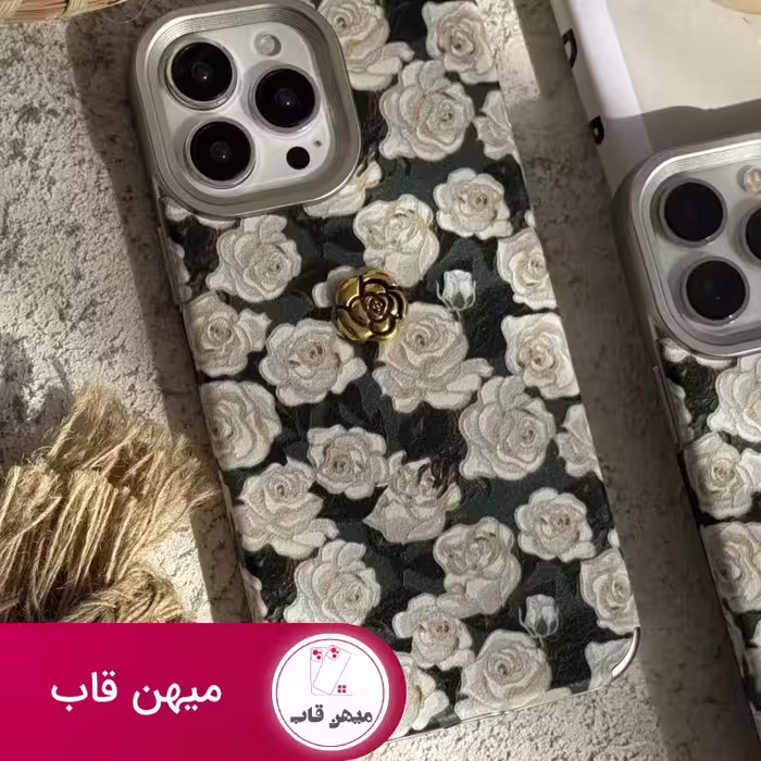 قاب گوشی آیفون گل رز مخمل سبز - کد (74161)