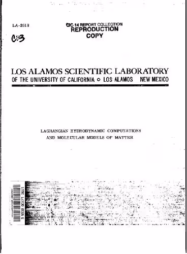 خرید و دانلود نسخه کامل کتاب Lagrangian Hydrodynamic Computations and Molecular Models of Matter