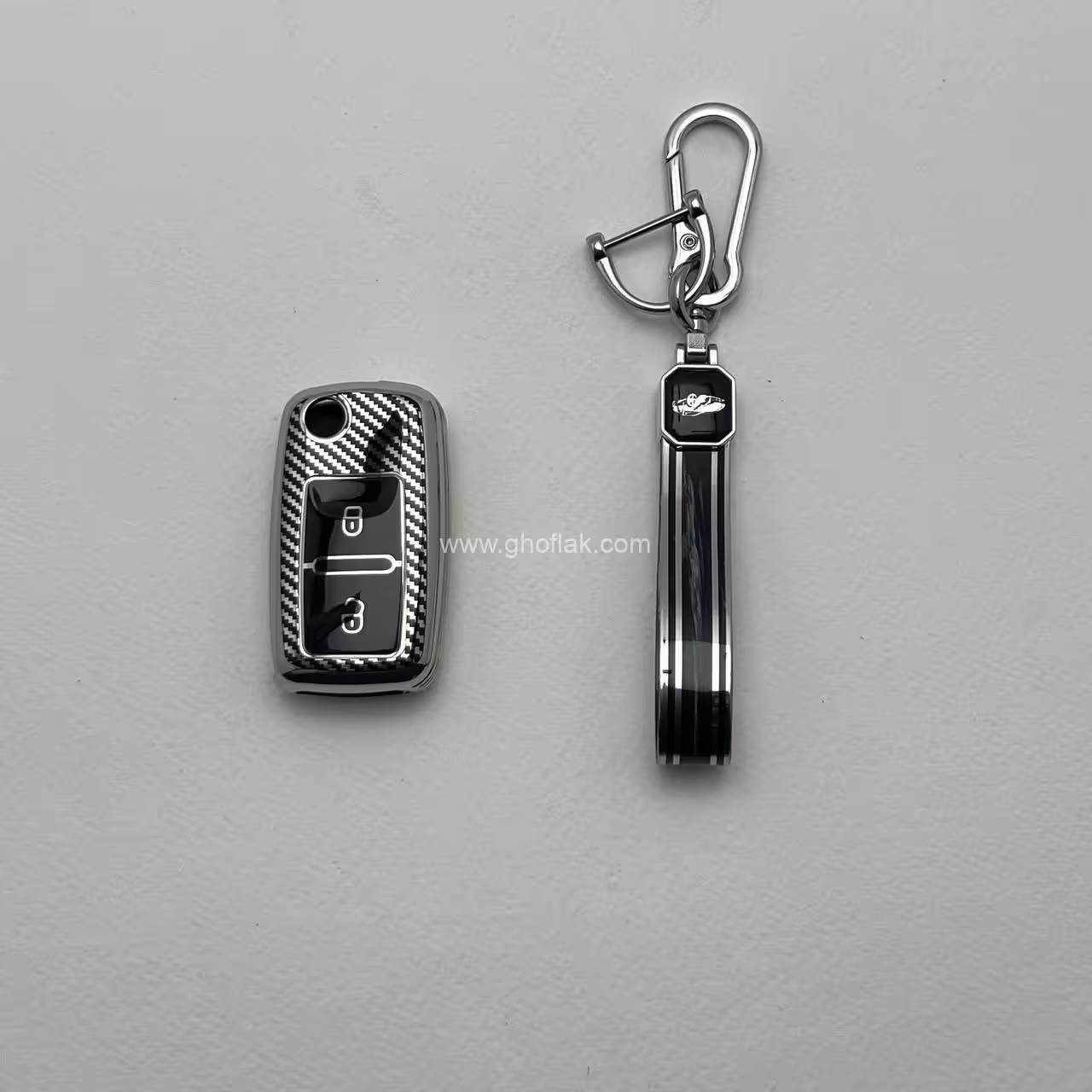 کاور ریموت پژو 405 و پارس دو دکمه کلید تاشو طرح براق با بند ست