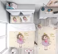 ست روتختی و فرش دخترانه دستیکور مدل عروسکی