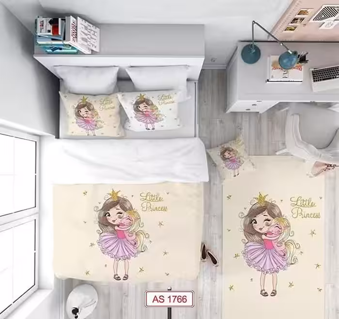 ست روتختی و فرش دخترانه دستیکور مدل عروسکی