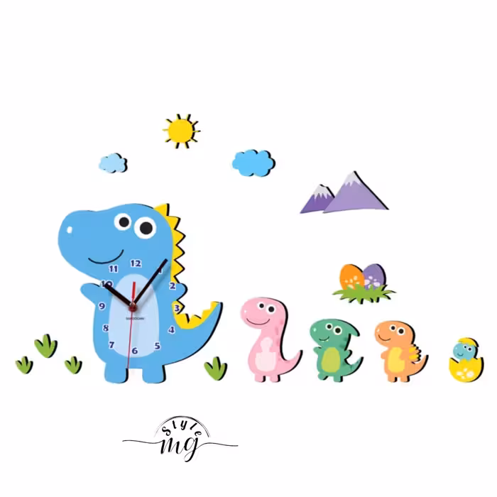 ساعت دیواری کودک باروچین مدل خانواده دایناسورها کد c-134یک انتخاب جذاب
