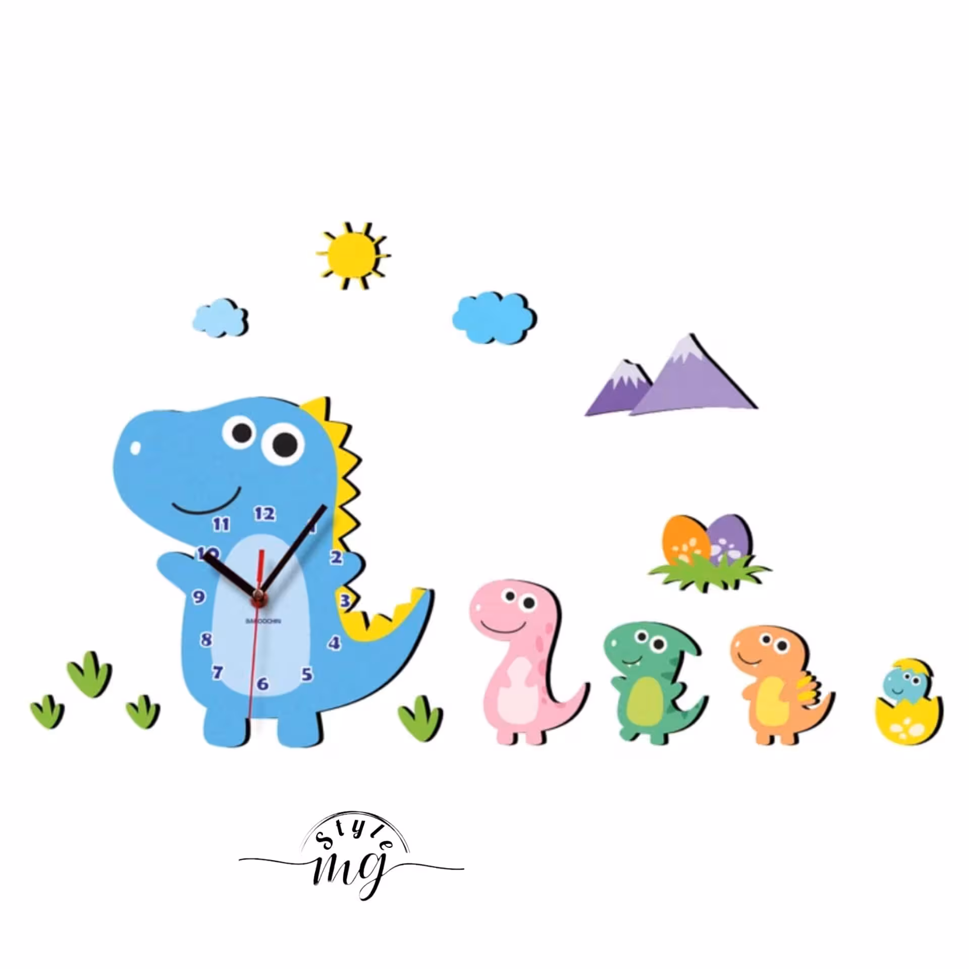ساعت دیواری کودک باروچین مدل خانواده دایناسورها کد c-134یک انتخاب جذاب