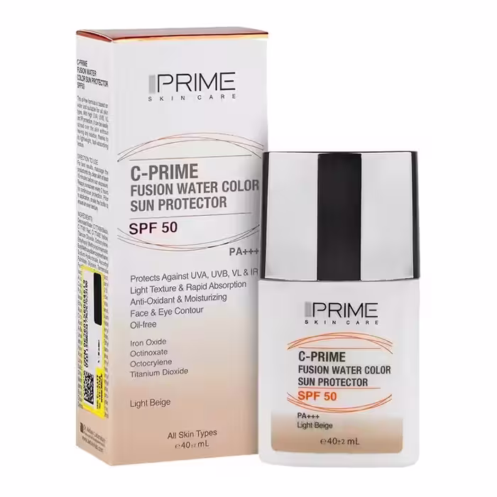 ضدآفتاب فلوئیدی پریمSPF50-رنگ بژ روشن-حاوی ویتامین سی